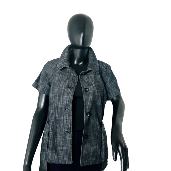 Sandro Sportswear button down short sleeve Jacket/ blazer. Blue Variegate . Sz M - Picture 1 of 14